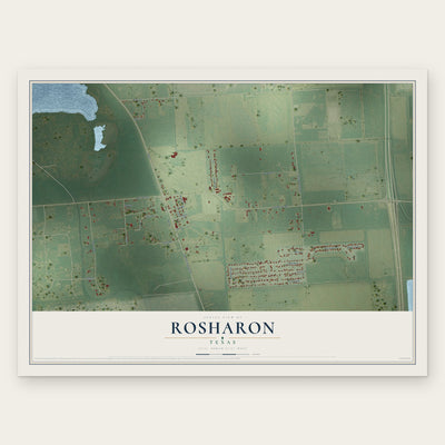 Rosharon, Texas map print, the full design