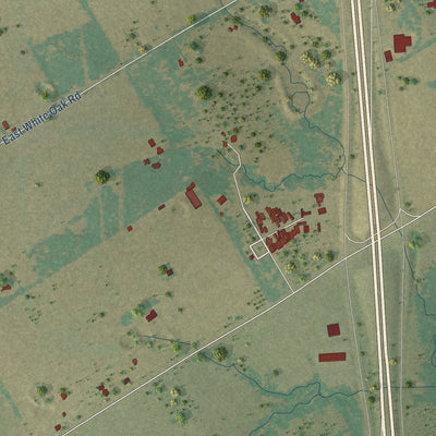 Close-up of the map of Ross, Texas print showing street and building detail