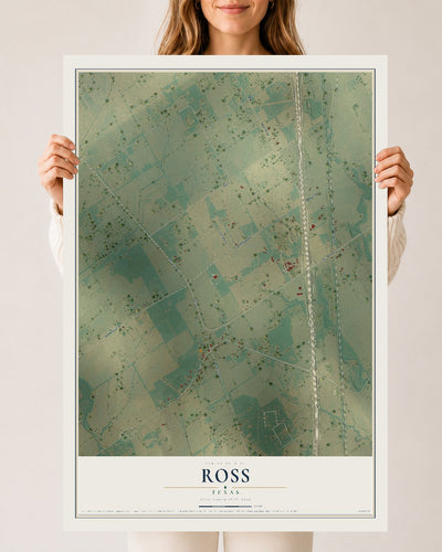 Map of Ross, Texas, 24 x 36 inch unframed archival matte print