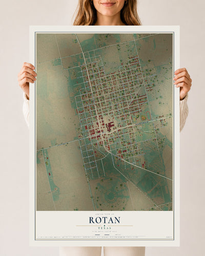 Map of Rotan, Texas, 24 x 36 inch unframed archival matte print