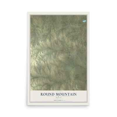 Map of Round Mountain, Texas, 12 x 18 inch unframed archival matte print
