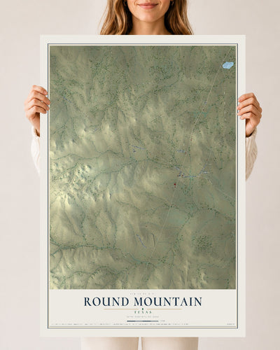 Map of Round Mountain, Texas, 24 x 36 inch unframed archival matte print