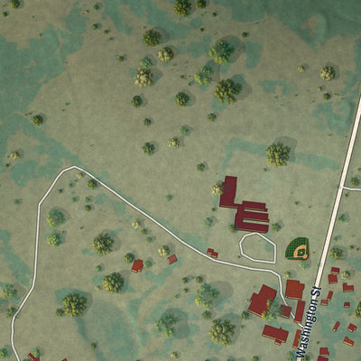 Second close-up of the map of Round Top, Texas print showing more streets and buildings