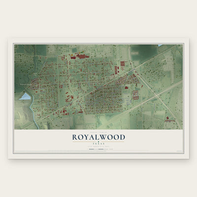 Royalwood, Texas map print, the full design
