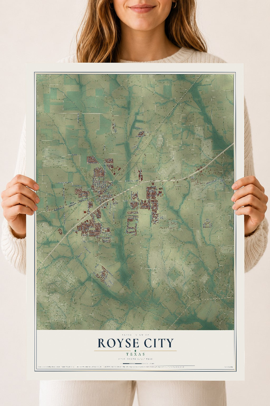 Map of Royse City, Texas, 18 x 24 inch unframed archival matte print