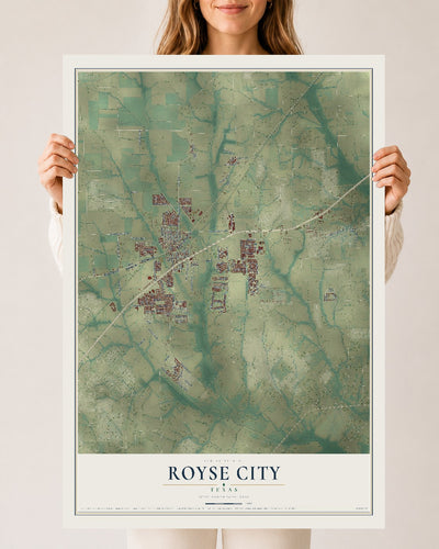 Map of Royse City, Texas, 24 x 36 inch unframed archival matte print