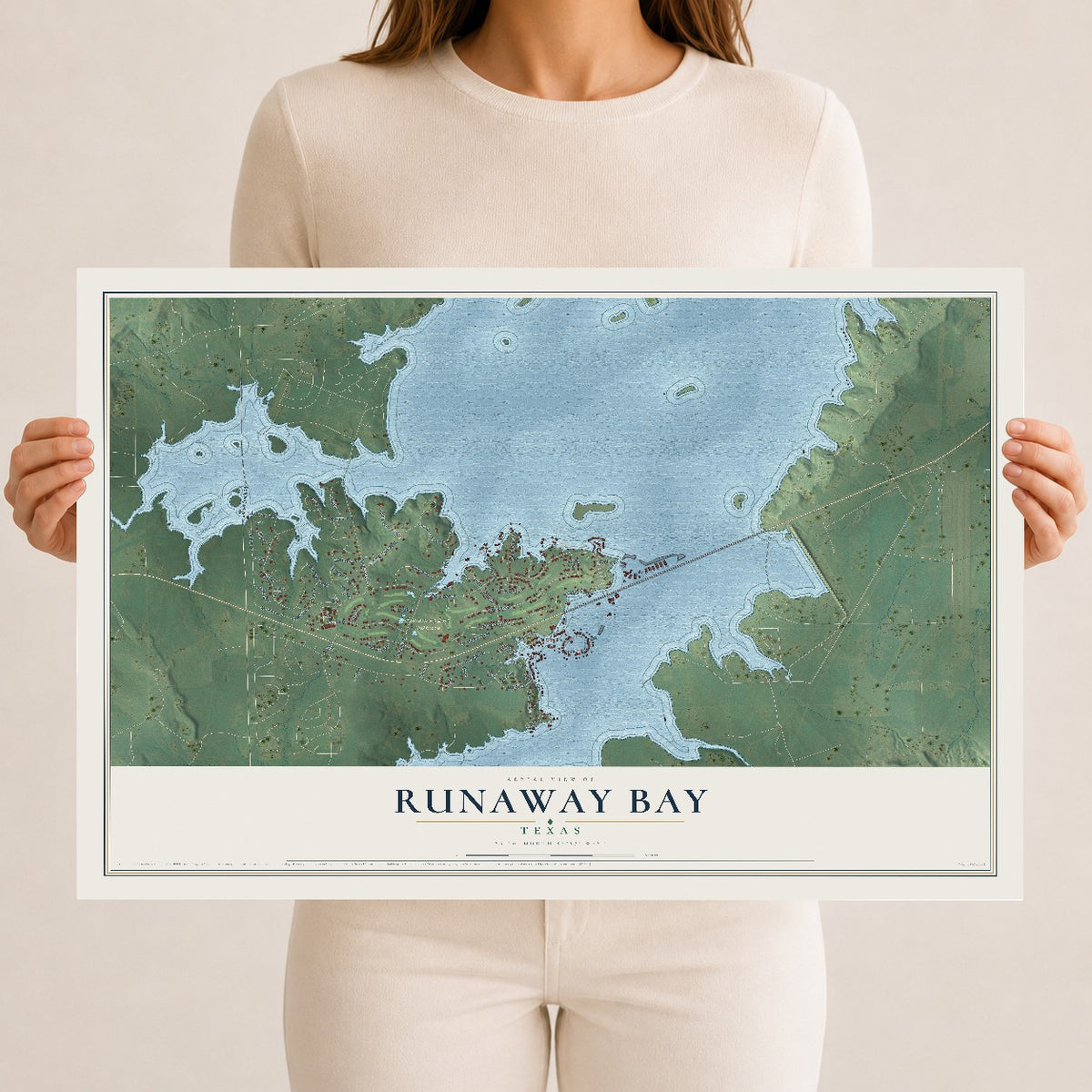 Map of Runaway Bay, Texas, 12 x 18 inch unframed archival matte print