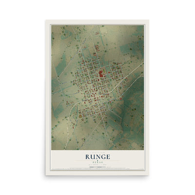Map of Runge, Texas, 12 x 18 inch unframed archival matte print