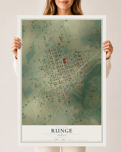 Map of Runge, Texas, 24 x 36 inch unframed archival matte print