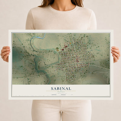 Map of Sabinal, Texas, 12 x 18 inch unframed archival matte print