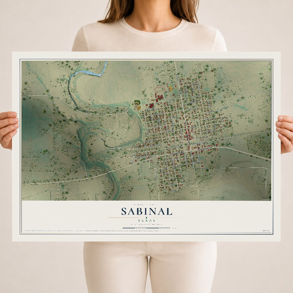 Map of Sabinal, Texas, 18 x 24 inch unframed archival matte print
