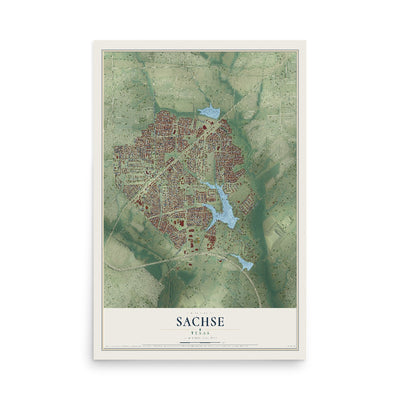Map of Sachse, Texas, 12 x 18 inch unframed archival matte print