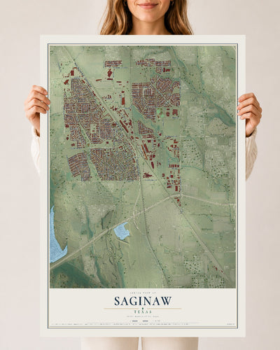 Map of Saginaw, Texas, 24 x 36 inch unframed archival matte print