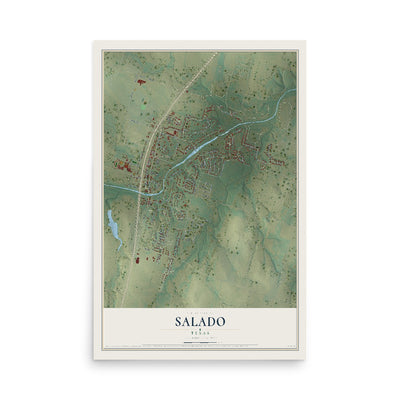 Map of Salado, Texas, 12 x 18 inch unframed archival matte print