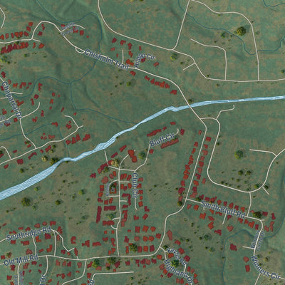 Second close-up of the map of Salado, Texas print showing more streets and buildings