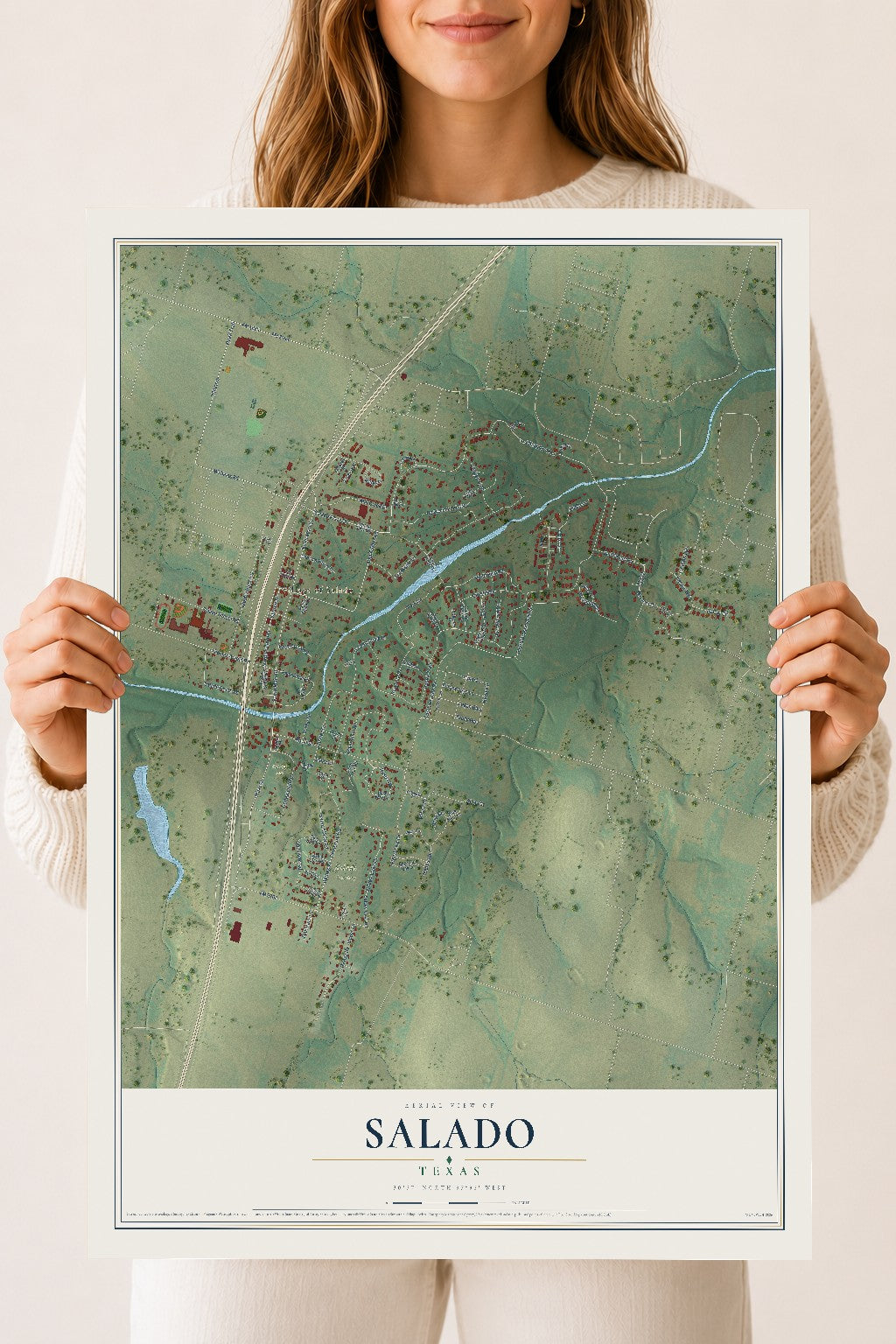 Map of Salado, Texas, 18 x 24 inch unframed archival matte print
