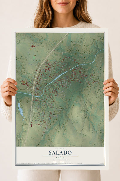 Map of Salado, Texas, 18 x 24 inch unframed archival matte print