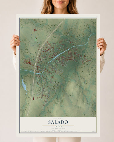 Map of Salado, Texas, 24 x 36 inch unframed archival matte print