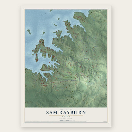 Sam Rayburn, Texas map print, the full design