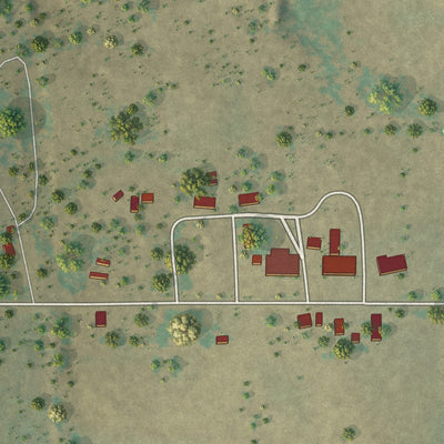 Close-up of the map of Samnorwood, Texas print showing street and building detail