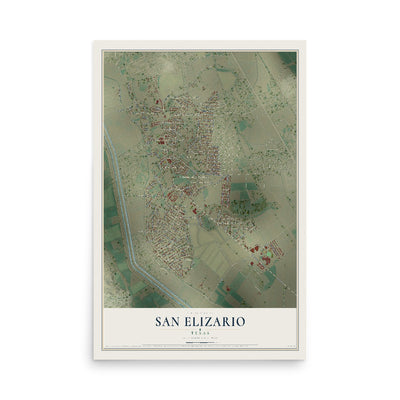 Map of San Elizario, Texas, 12 x 18 inch unframed archival matte print