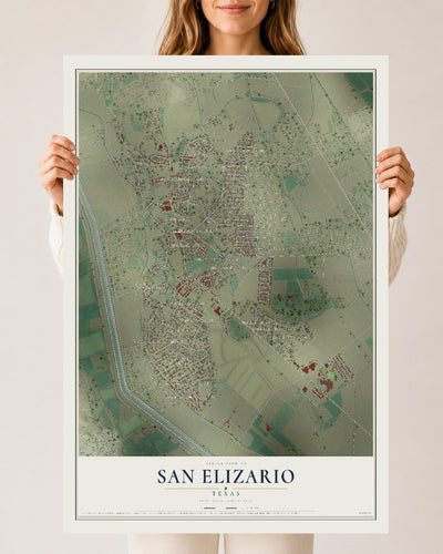 Map of San Elizario, Texas, 24 x 36 inch unframed archival matte print