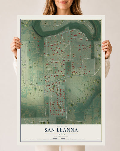 Map of San Leanna, Texas, 24 x 36 inch unframed archival matte print