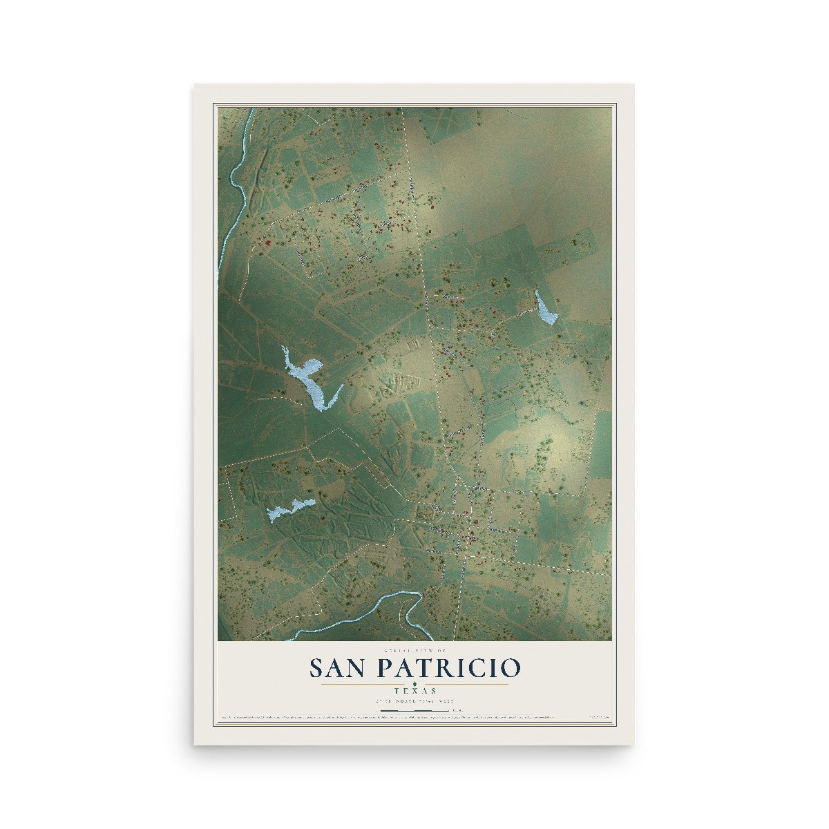Map of San Patricio, Texas, 12 x 18 inch unframed archival matte print