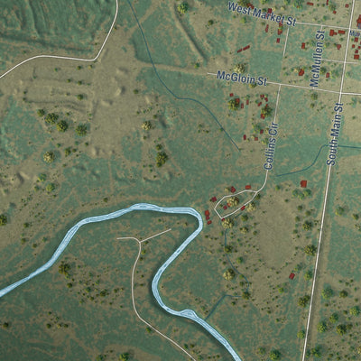 Close-up of the map of San Patricio, Texas print showing street and building detail