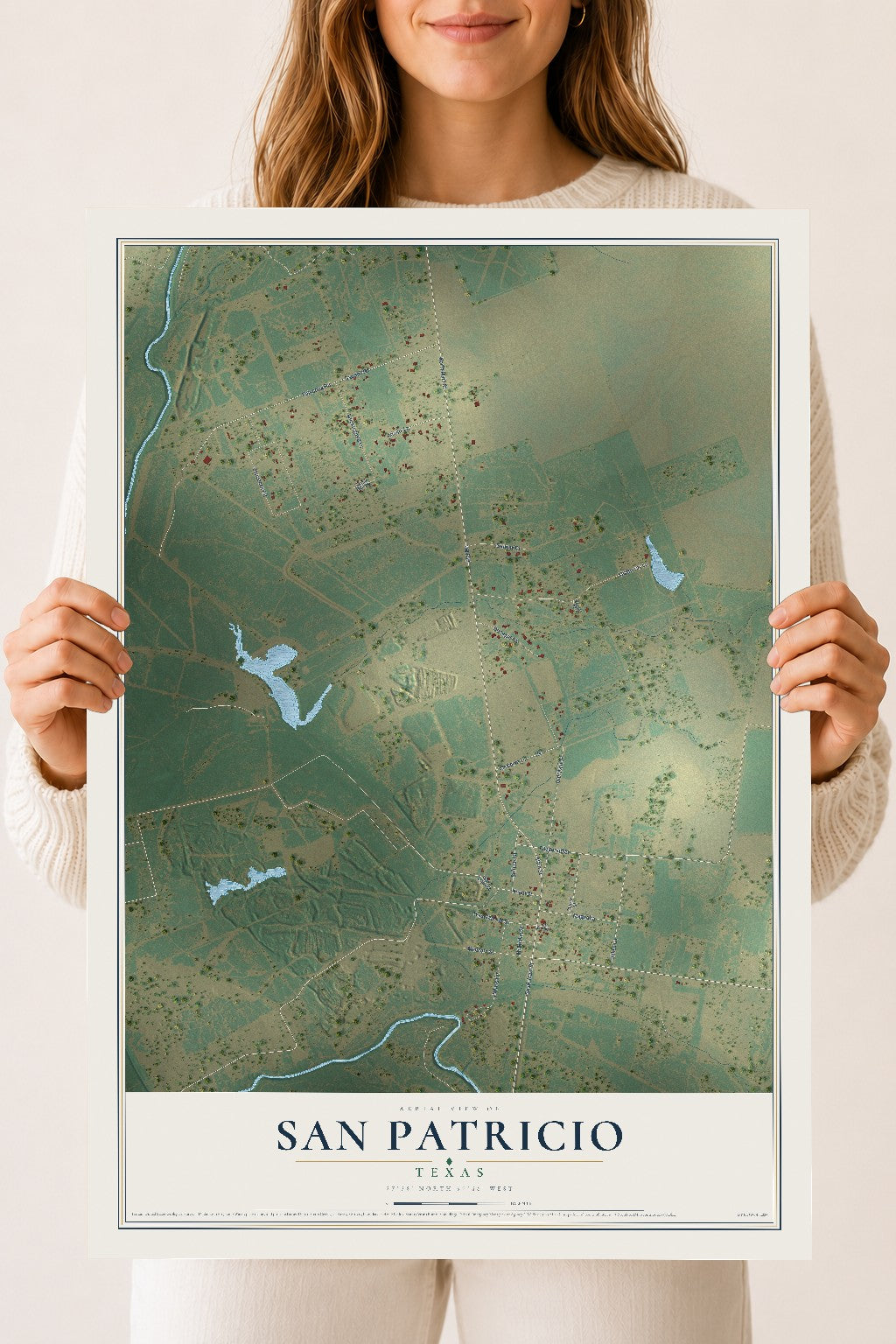 Map of San Patricio, Texas, 18 x 24 inch unframed archival matte print