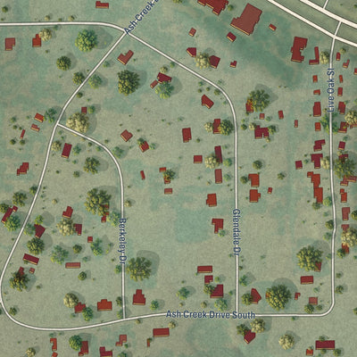 Close-up of the map of Sanctuary, Texas print showing street and building detail