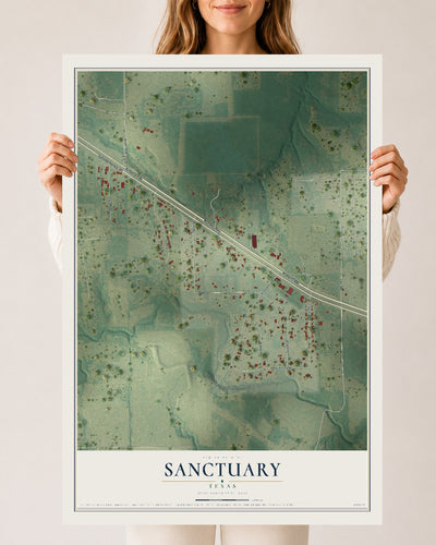 Map of Sanctuary, Texas, 24 x 36 inch unframed archival matte print