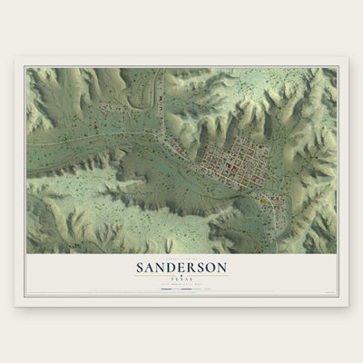 Sanderson, Texas map print, the full design
