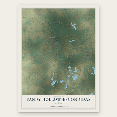 Sandy Hollow-Escondidas, Texas map print, the full design