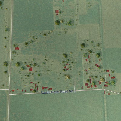 Second close-up of the map of Sandy Point, Texas print showing more streets and buildings
