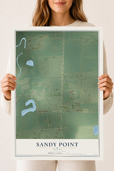 Map of Sandy Point, Texas, 18 x 24 inch unframed archival matte print