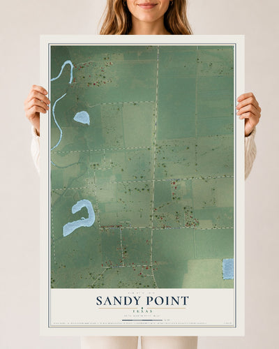 Map of Sandy Point, Texas, 24 x 36 inch unframed archival matte print