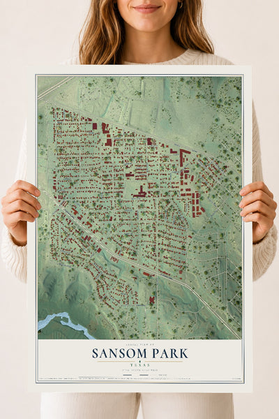 Map of Sansom Park, Texas, 18 x 24 inch unframed archival matte print