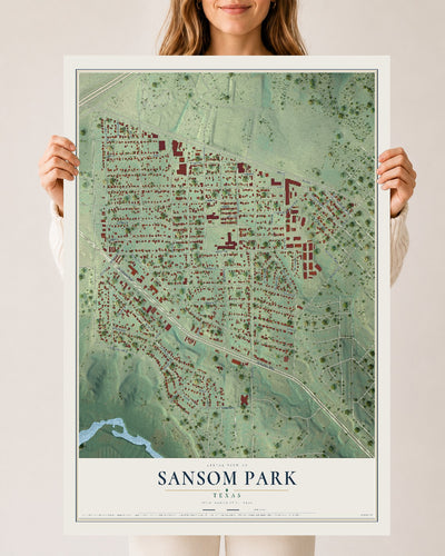 Map of Sansom Park, Texas, 24 x 36 inch unframed archival matte print