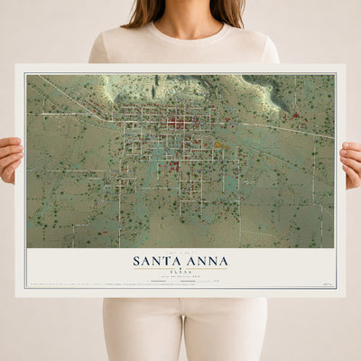 Map of Santa Anna, Texas, 18 x 24 inch unframed archival matte print