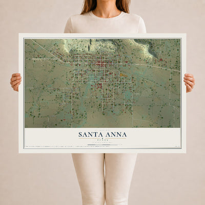 Map of Santa Anna, Texas, 24 x 36 inch unframed archival matte print