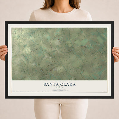 Map of Santa Clara, Texas, 18 x 24 inch print in a black wood frame