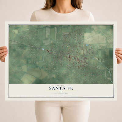 Map of Santa Fe, Texas, 18 x 24 inch unframed archival matte print