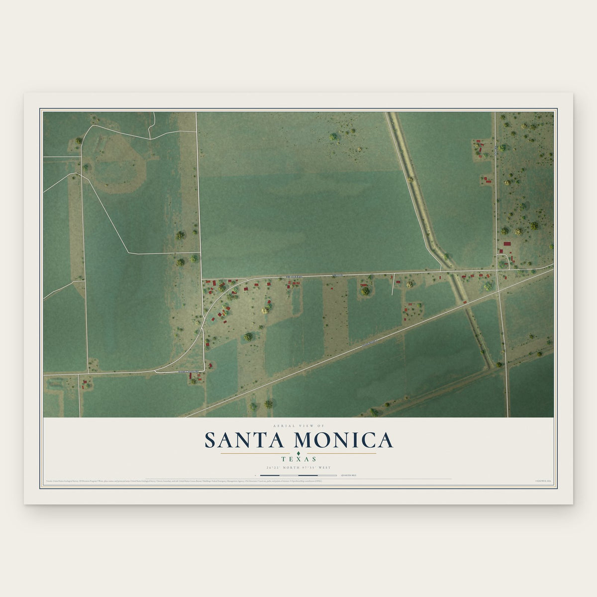 Santa Monica, Texas map print, the full design
