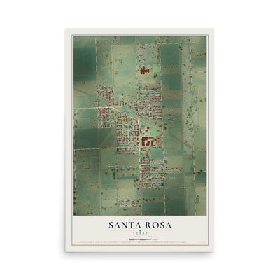 Map of Santa Rosa, Texas, 12 x 18 inch unframed archival matte print
