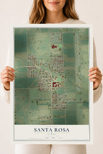 Map of Santa Rosa, Texas, 18 x 24 inch unframed archival matte print