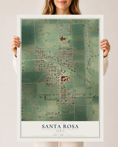Map of Santa Rosa, Texas, 24 x 36 inch unframed archival matte print
