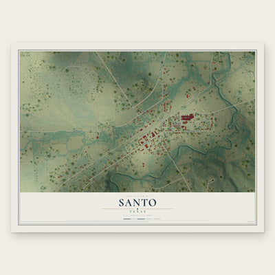 Santo, Texas map print, the full design