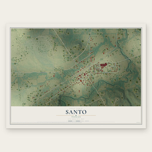Santo, Texas map print, the full design