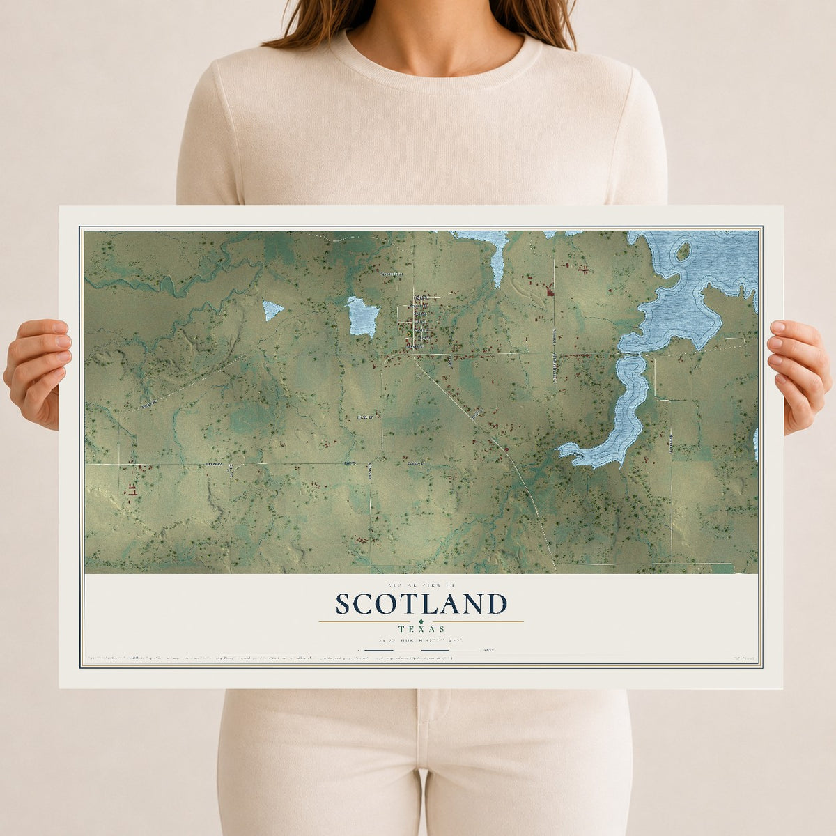 Map of Scotland, Texas, 12 x 18 inch unframed archival matte print